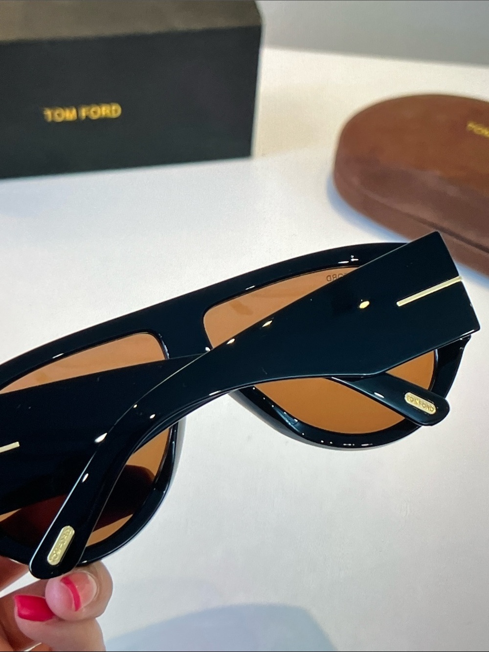 Tom Ford Glossy Black Sunglasses with Brown Lenses - Picture 8 of 8